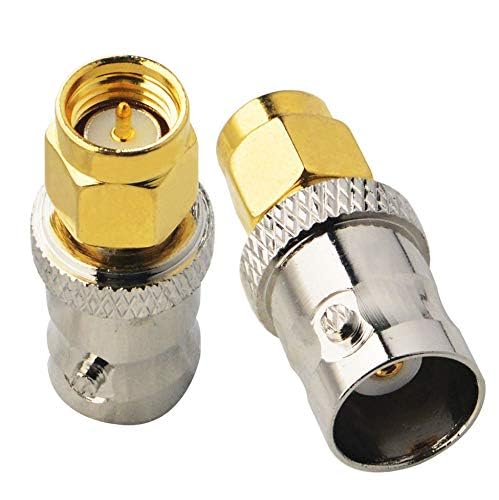 BNC SMA Coax Connector SMA Male to BNC Female Coaxial Connector Low Loss Coax Adapter for RF Antennas, Wireless LAN Devices, Coaxial cable, WiFi, Ham or Handheld Radios, Scanner, SDR Pack of 2