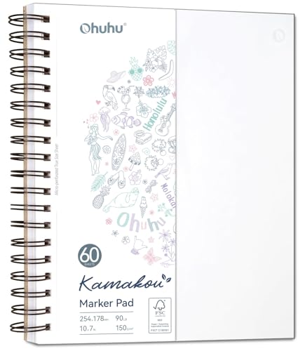 Ohuhu 7"x10" Double-Sided Bleedproof Marker Pad Art Sketchbook 60 Sheets - size: 7" x 10”