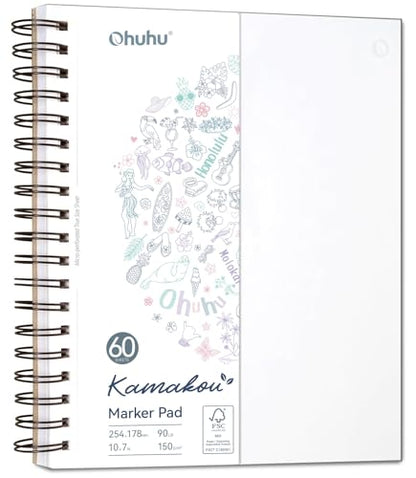 Ohuhu 7"x10" Double-Sided Bleedproof Marker Pad Art Sketchbook 60 Sheets - size: 7" x 10”