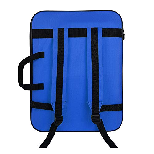 A3 Art Portfolio Carry Case Bag Drawboard Storage Portable Shoulder Tote - color: Dark Blue