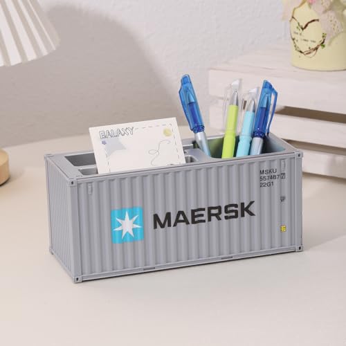 Desk Organizer Office Supplies Multi-function Shipping Container Storage Box Pen/Pencil,Business Name Cards Remote Control Holder Gray, Pen and Pencil Shipping Container Style Holders (Grey) - color: Grey