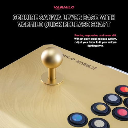VARMILOARCADE Kassai Arcade Fight Stick Rapid Trigger Tournament Grade Controller for Fighting Games Two Versions Standard PC Only or Pro Compatible with PC PS4 PS5 Switch1 Switch2 (Golden Cosmos(Special Edition), Standard (PC))