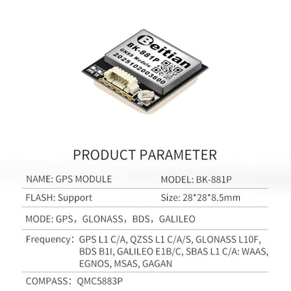 9th Generation Beidou GPS Module Antenna GNSS Racing Drone Flight Controller FPV Unmanned Aerial Vehicle Fixed-Wing BK Series (BK-881P)