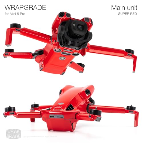 WRAPGRADE Skin Stickers Compatible with DJI Mini 5 Pro (Super Red) - color: Super Red
