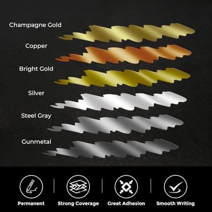 ZSCM Liquid Gloss Shimmer Markers, 6 Colors 3D Models Paint Pens - color: 6 Packs-Shimmer