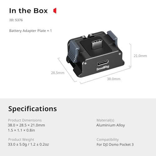 SmallRig Aluminum Charging Adapter Desktop Base for DJI Osmo Pocket 4P/4/3