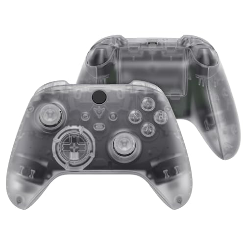 eXtremeRate Full Set Shell Buttons for Xbox Series X & S Controller, Clear Replacement Accessories Side Rails Grips Front Back Plate Cover for Xbox Core Wireless Controller [Controller Excluded] - color: Clear