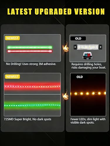 YM E-Bright Marine LED Navigation Light Strips, 24inch Red Green 12V 4PCS - color: 2 Pcs Green+2 Pcs Red, size: 24 inch