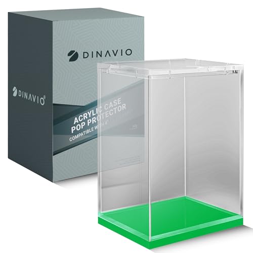 Dinavio Crafthouse Acrylic Funko Pop Display Case - Sturdy Stackable Design - 4mm Case Compatible with 4'' Vinyl Figures - Green Base - color: Green Base