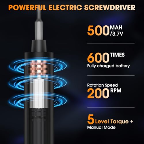 Mini Electric Screwdriver,Cordless Precision Small Screwdriver Set - color: 50 Black