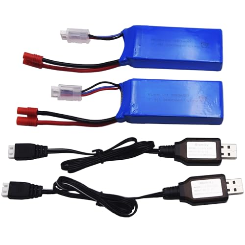 Blomiky 2 Pack 7.4V 2000mAh Lipo Battery Banana Connecdtor Plug and Cable Replacement for DRC-446 and S yma X8C X8W Quadcopter / X8C Battery 2