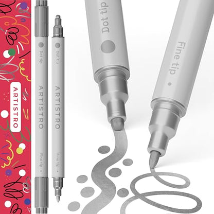 ARTISTRO Silver Dual-Tip Acrylic Paint Pens - Set of 2 - color: Silver