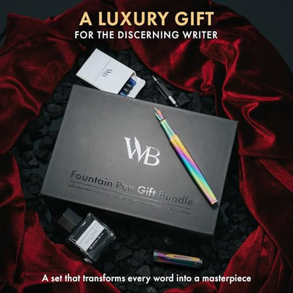 Wordsworth & Black Fountain Pen Gift Set, Medium & Extra Fine Nib, Rainbow - color: Rainbow