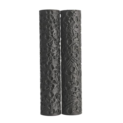 LuckyVin Texture Roller Set, 2-Pack Dual Skull & Bone Pattern for Clay, Polymer Clay, RPG & Miniature Terrain Making, 4.92 Inch Sculpting Tools (Skull Pattern Set)
