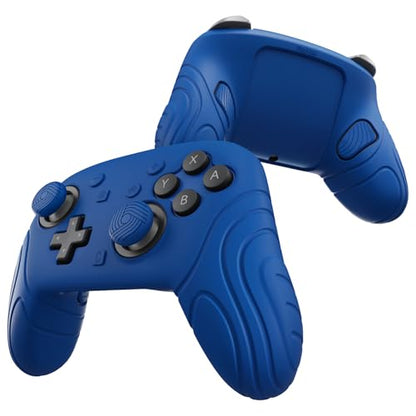 PlayVital for Nintendo Switch 2 Pro Controller Silicone Cover – Samurai Edition Protective Skin Case for Switch 2 Pro Controller with Back Button Caps & Thumb Grips & Stickers, Shockproof - Blue - color: Blue
