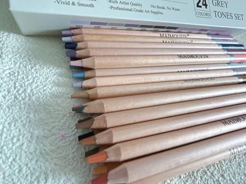 Soft Pastel Pencils 24 Colors Grey Tone Art Drawing Pencil Set - color: Grey