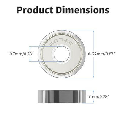 10 Pcs 627ZZ Ball Bearings, Carbon Steel, 7x22x7mm - size: 627ZZ 10Pcs