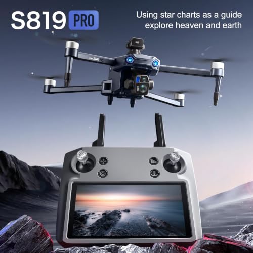 Foldable FPV Quadcopter Airdrop Drone, 4-Way Obstacle Avoidance, 2.7K 3-Axis Gimbal Dual Cameras, GPS & Optical Flow Positioning System, Smart Follow, Brushless Motor, 4.92-Inch Touchscreen Remote Controller, 2 Batteries for 50 Mins Flight, Max 0.66 Lbs P