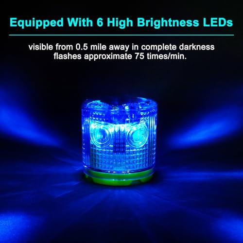 Aolyty Solar Strobe Warning Light, Magnetic Base, 360° Visible, Blue - color: Blue