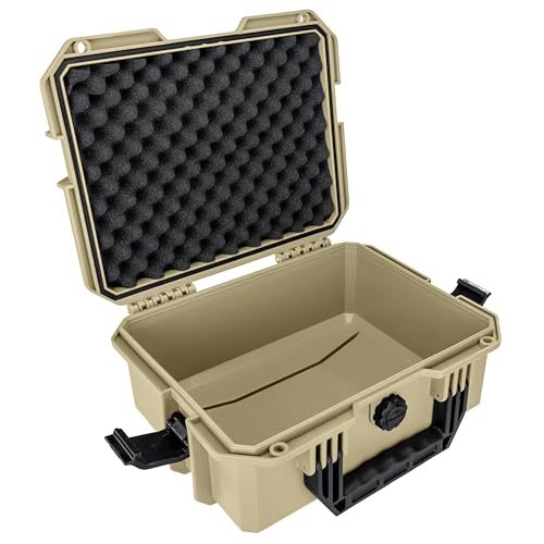Eylar 13.8" Intact Series Compact Hard Camera Case, Lightweight and Durable Stacker Design with Foam - color: Tan