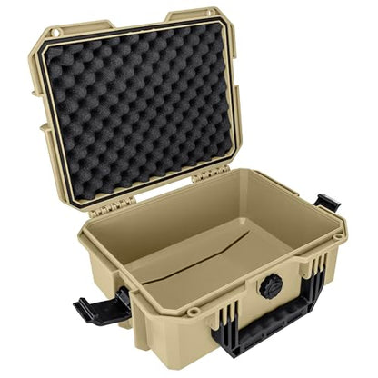 Eylar 13.8" Intact Series Compact Hard Camera Case, Lightweight and Durable Stacker Design with Foam - color: Tan