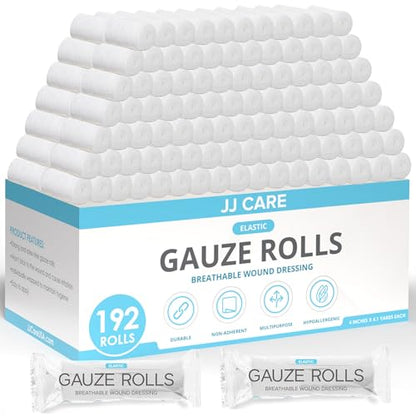 Gauze Rolls - 192 Individually Wrapped Rolls - 4 inches x 4.1 Yards - Bandage Gauze Rolls