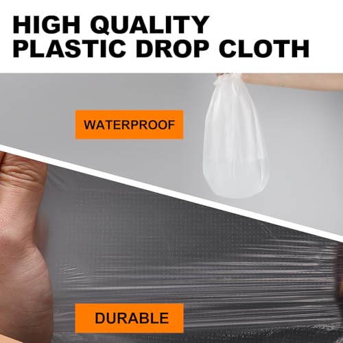 Drop Cloth For Painting 22 in x 65 ft Painters Plastic Sheeting 3 Rolls - size: 22in x 65Ft