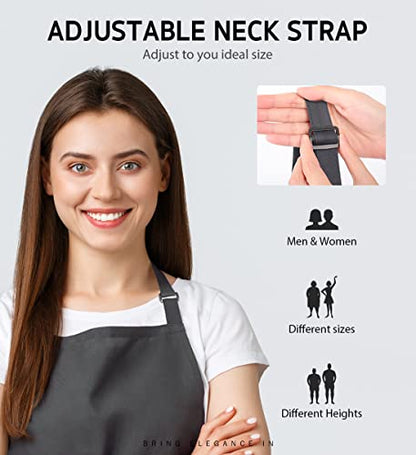 Syntus Apron for Men Women, Adjustable Cooking Kitchen Apron with 2 Pockets - color: Grey Dark, style: 2 Polyester
