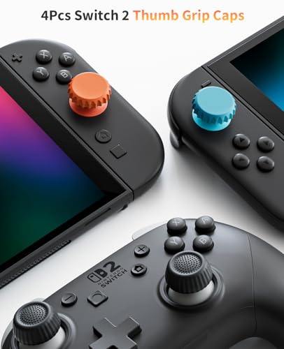 COOWPS for Nintendo Switch 2 Case, 4Pcs Thumb Grips, Protection Travel Case - color: Dark Black