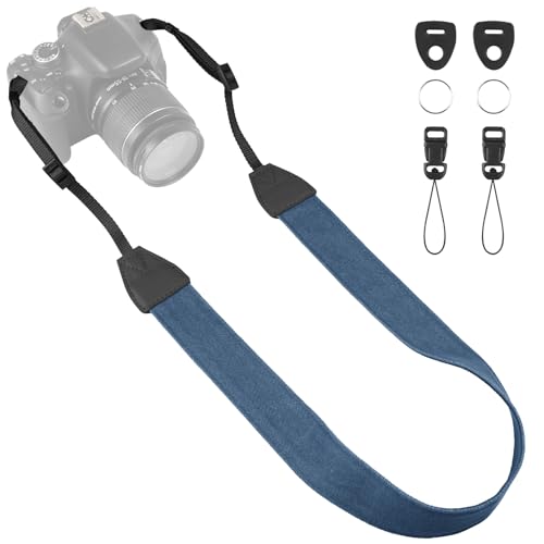Universal Camera Strap - Camera Neck Strap, Adjustable Shoulder Straps Compatible with Canon, Fujifilm, Nikon, Olympus, Panasonic and other SLR and mirrorless cameras - Blue - color: Blue