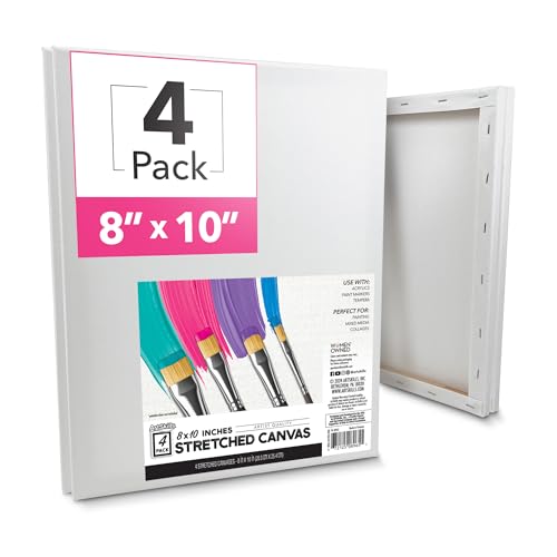 ArtSkills Stretched Canvas for Painting, 8x10 Canvas, 4-Pack Framed - size: 4-Pack 8x10