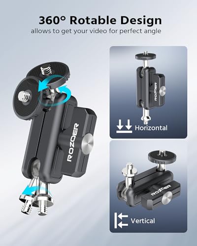 Magnetic Camera Mount Clamp for DJI Osmo Action 5 Pro/4/3 with Crab Clamp Max 2.75"/70mm + 3.84" Ballhead Magic Arm & Magnetic Quick Release Adapter