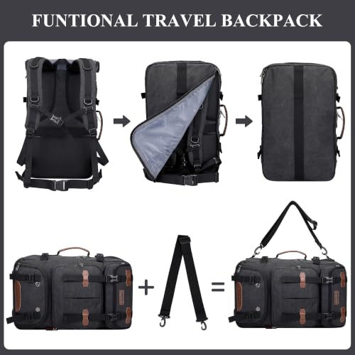 WITZMAN Travel Backpack for Men 45L Large Carry-on Airline Approved - color: Black