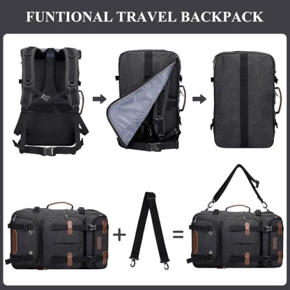 WITZMAN Travel Backpack for Men 45L Large Carry-on Airline Approved - color: Black