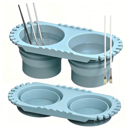 Collapsible Paint Brush Cleaner Rinse Cup (Blue) - color: Blue
