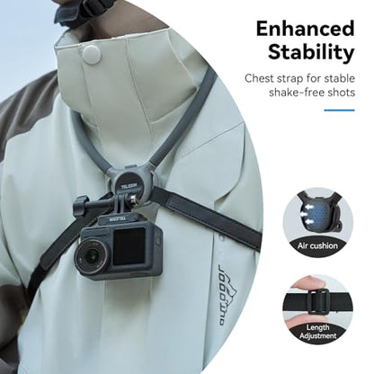TELESIN Action Camera Neck Mount SE 2.0 with Chest Strap, Gray - style: Neck Mount Se 2.0 Gray