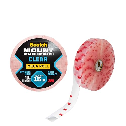 Scotch-Mount Clear Double-Sided Mounting Tape, Clear, 1 Roll