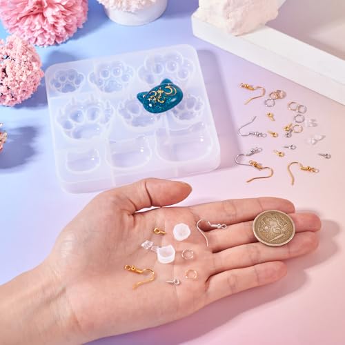 Elecrelive Paw Print Cat Head Silicone Molds Cat Claw Earrings Making Kit - color: Clear-Cat Paw Cat Head
