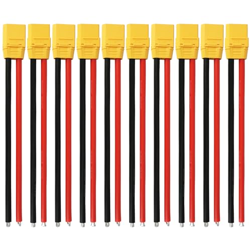 XT90 Connector Plug Cable - 5 Pairs Female and Male XT90H Extension Cables with 10AWG 150mm Silicon Wire Cables for RC Lipo Battery Connectors Drone Car Boat (XT90 Connector 10AWG 150mm) - style: XT90 Connector 10AWG 150mm