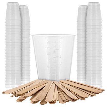 Pouring Masters 5 Oz (150 ml) Liquid Measuring Cups,100 Pack with 25 Sticks - size: 5-Ounce - Cup