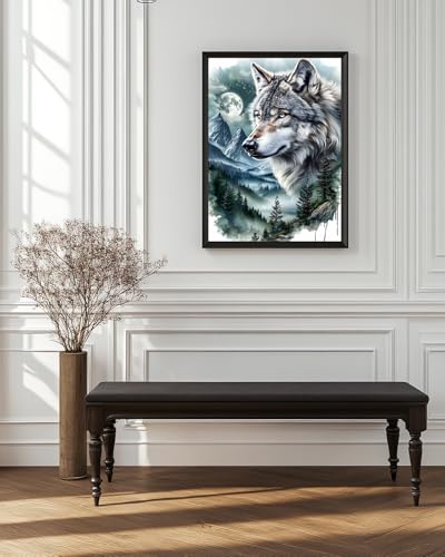 Wolf Diamond Art Kits for Adults, Animal Diamond Art for Beginners 12X16 In - color: Wolf 01