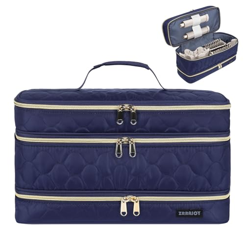 ZRRAJOY Double Layer Storage Case For Shark Flexstyle, Travel Carrying Case For Shark 430/440 Flexstyle, Organizer Bag For Shark Flexstyle/Dyson Airwrap Styler Attachments - color: Dark Blue