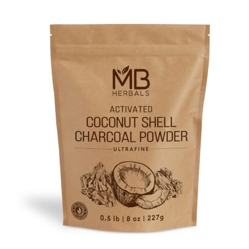 MB Herbals Activated Charcoal Powder from Coconut Shell 8 oz (227 Gram / 0.5 LB) | For EXTERNAL USE ONLY | Face Packs and Masks| Soap Making | ToothPowder - size: 227g