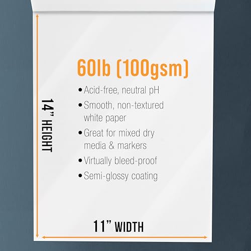 U.S. Art Supply 11" x 14" Premium Manga Marker Paper Pad, 48 Sheets, 2 Pack - size: 11" x 14"
