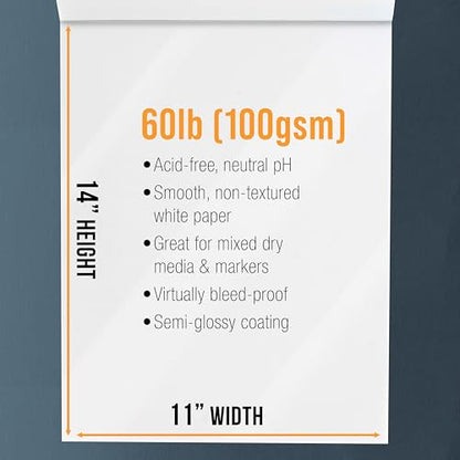 U.S. Art Supply 11" x 14" Premium Manga Marker Paper Pad, 48 Sheets, 2 Pack - size: 11" x 14"