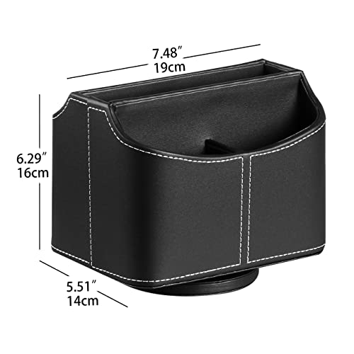 PU Leather 360° Rotatable Remote Control Holder,Nightstand TV Remote Caddy - color: A Black
