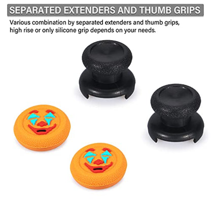 FPS Thumbstick Extender &Texture Rubber Silicone Grip Cover 2 Sets for Xbox Series X/S & Xbox One Controller(Joker Orange) - color: jk orange