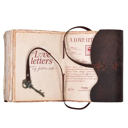 LEATHER VILLAGE Leather Journal Unlined Key Lock, Rustic Brown 6x4. - color: Chocolate Brown, size: 6"X4"