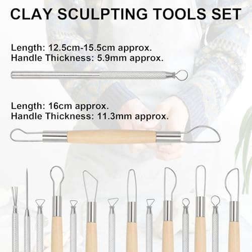 suiwotin 14pcs Ribbon & Wire Clay Sculpting Tools Set, Ceramic Ribbon Tool