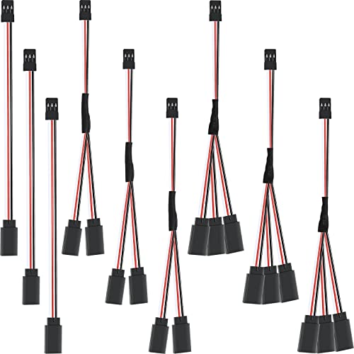 Eccliy 9 Pcs Servo Cable Set 3 Pin Rc, Compatible with Jst Jr Futaba - style: Mixed Style